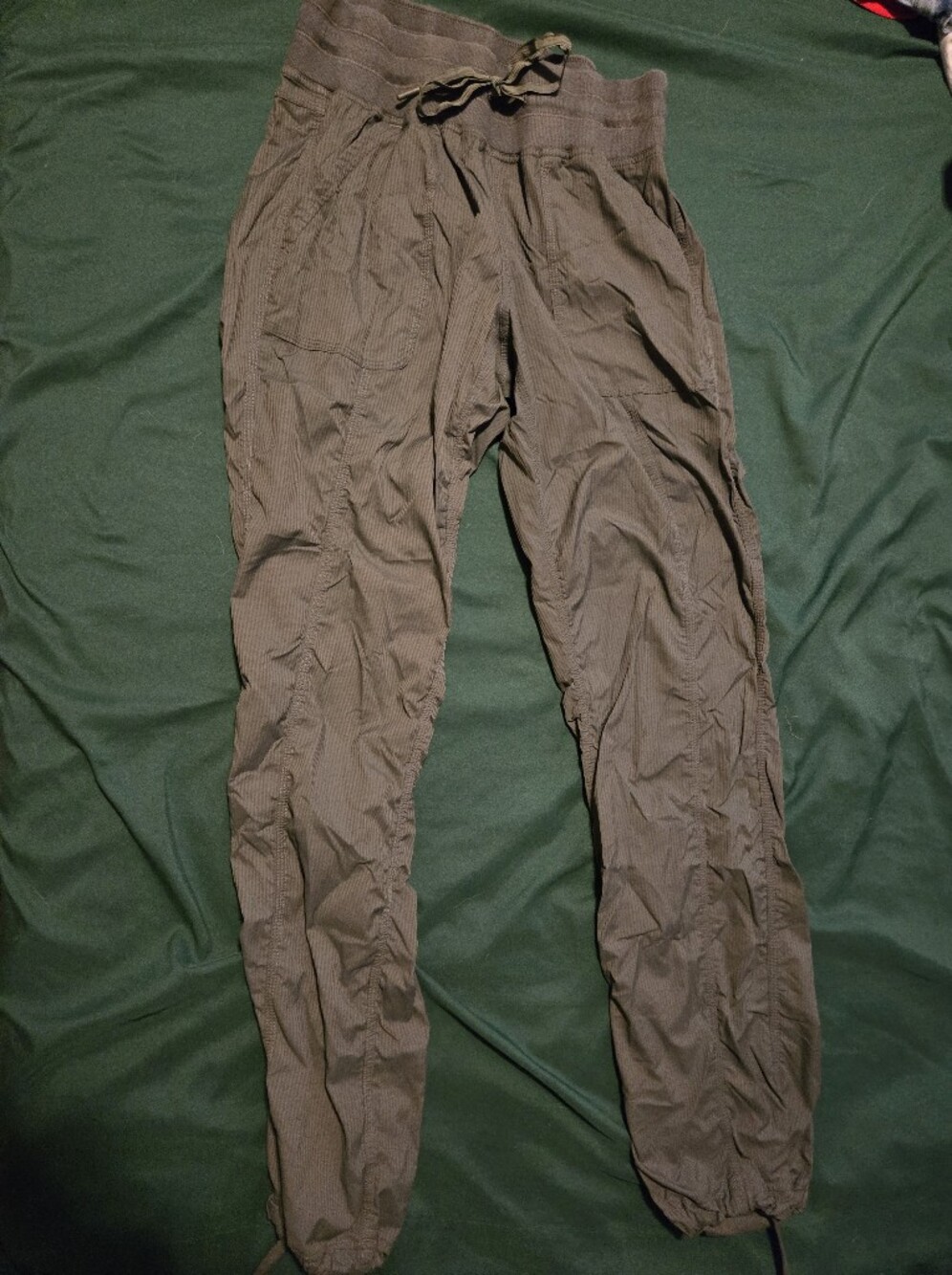 Shambhala Olive Green Ruched Cargo Jogger Pants Size M
